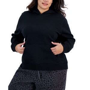 ID Ideology Womens Plus Size Fleece Hooded Pullover Sweatshirt Black 3X